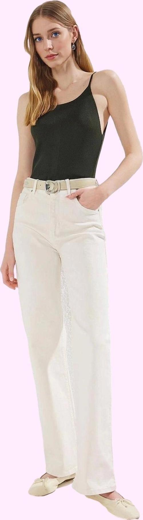 Kadın Leopar Desenli Denim Pantolon Yüksek Bel Wide Leg Rahat Günlük Kullanım Modern Tasarım