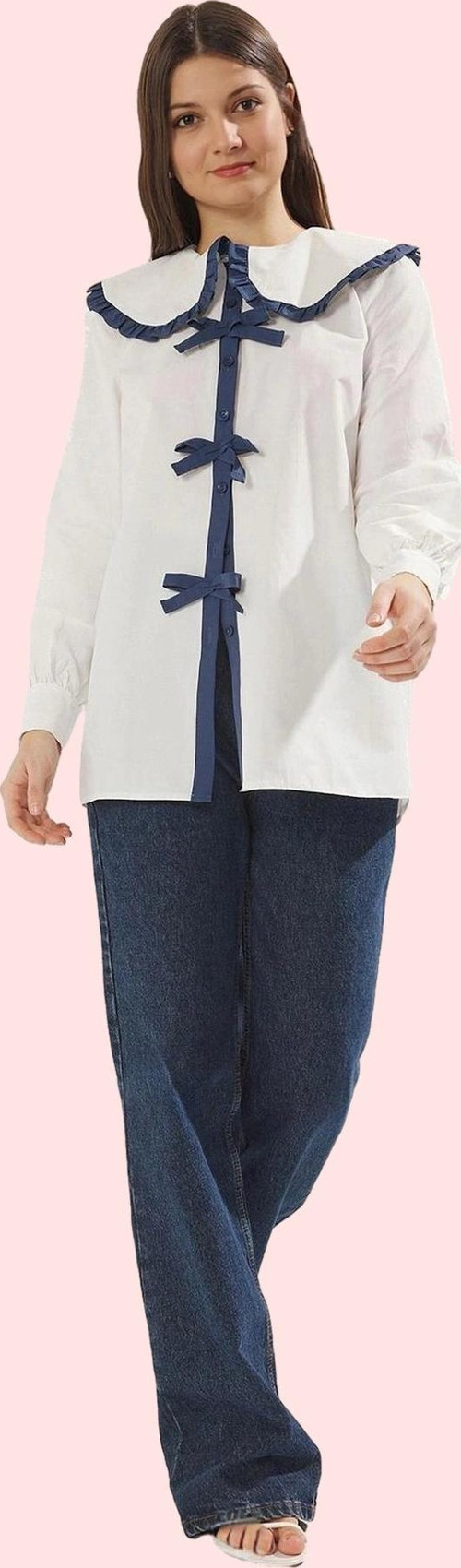 Kadın Dokuma Terrycotton Kumaş Bebe Yaka Gömlek Renk Günlük Şıklık Yaz Aylarının Vazgeçilmezi