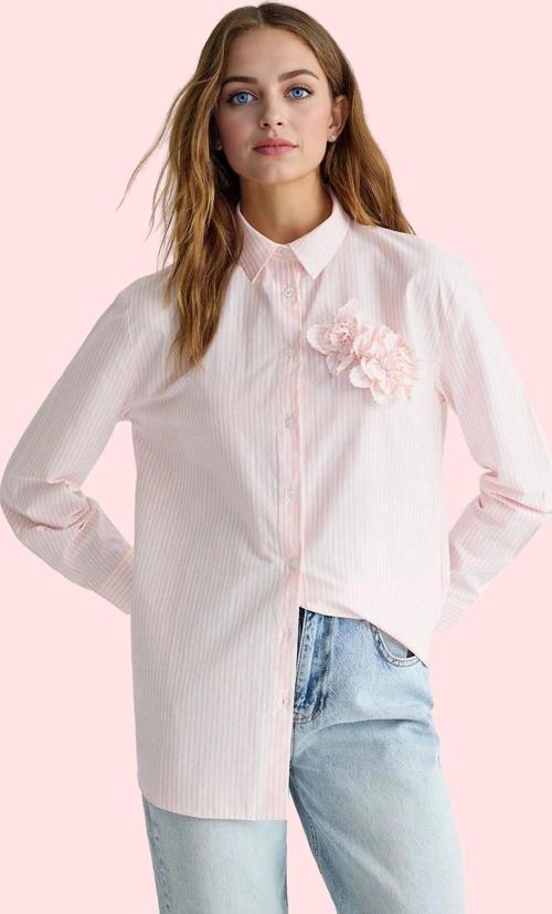 Kadın Çizgili Basic Gömlek Uzun Kollu Ramadan Koleksiyonu Şık Günlük Yaz Aylarının Vazgeçilmezi