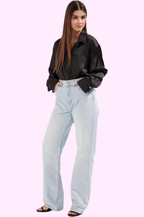 Kadın Pamuk Denim Regular Jean Pantolon Düz Desen Günlük Kombinler Yaz Aylarının Vazgeçilmezi