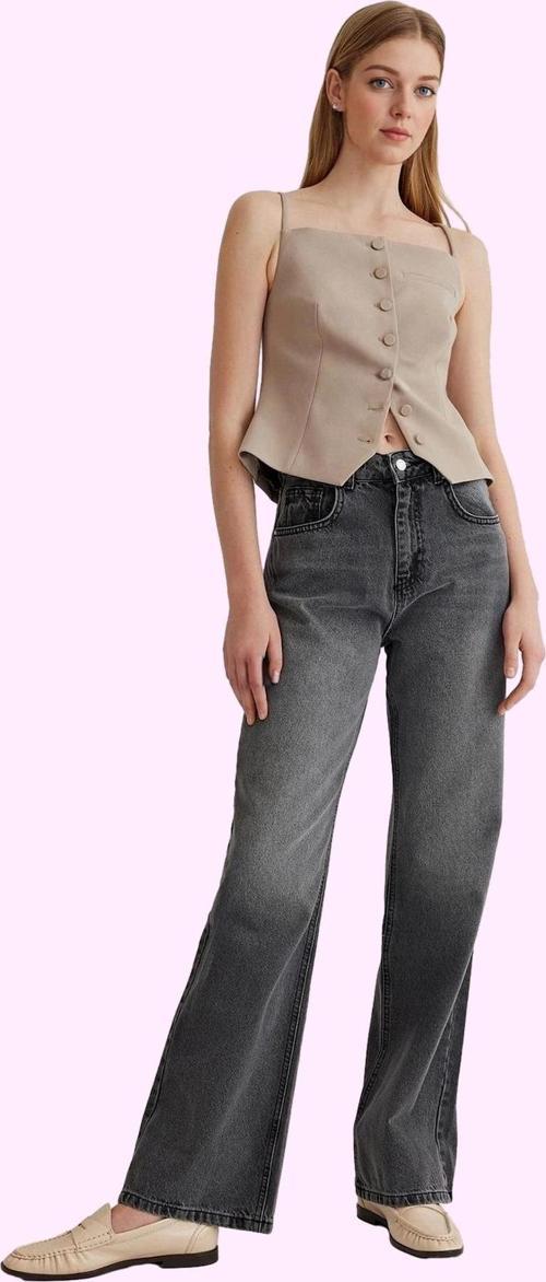 Kadın Pamuklu Denim Geniş Paça Pantolon Günlük Stil Özel Günler Yaz Aylarının Vazgeçilmezi