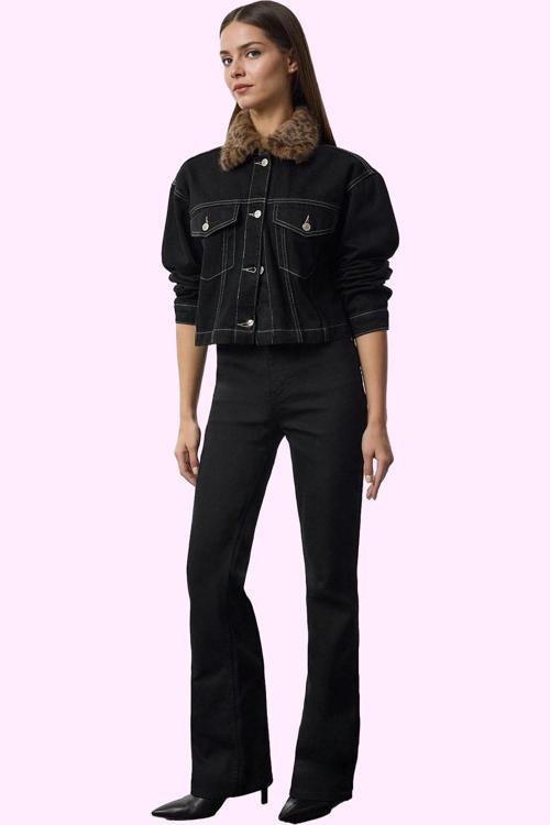 Kadın Denim Flare Jean Pantolon Yüksek Bel Uzun Boy Günlük Hafta Sonu Yaz Aylarının Vazgeçilmezi