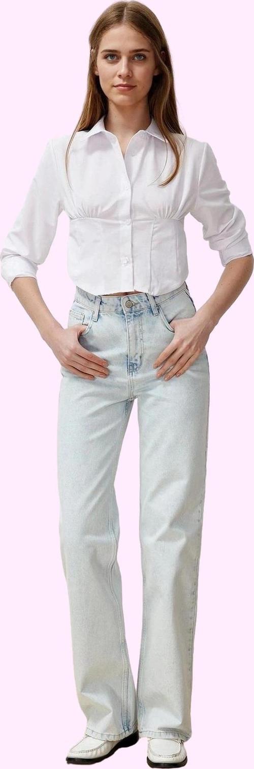 Kadın Pamuk Denim Wide Leg Jean Yüksek Bel Rahat Günlük Stil Hafta Sonu Yaz Aylarının Vazgeçilmezi