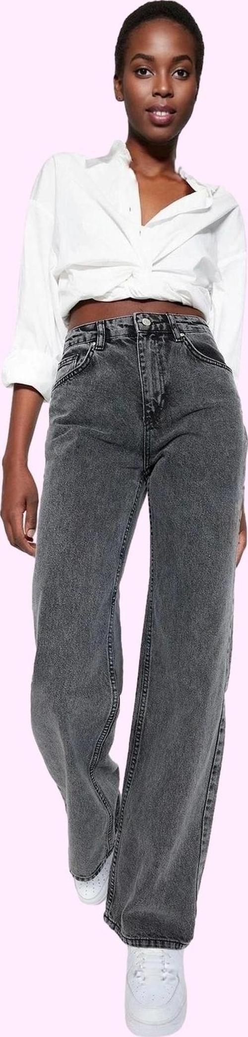 Kadın Pamuk Denim Wide Leg Jean Yüksek Bel Rahat Günlük Stil Hafta Sonu Yaz Aylarının Vazgeçilmezi