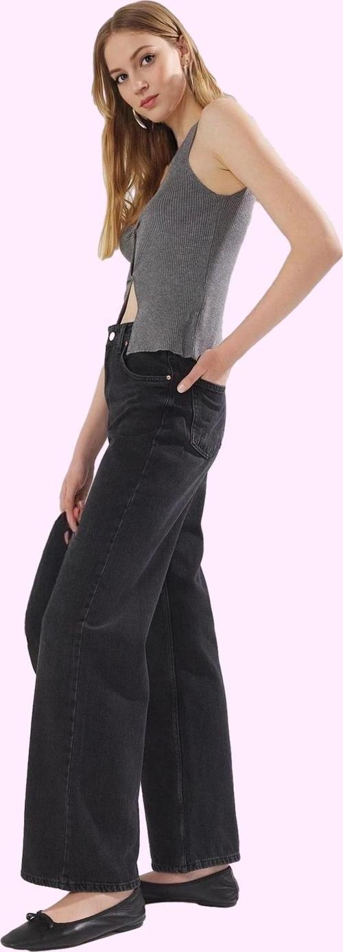 Kadın Denim Yüksek Bel Geniş Paça Pantolon Rahat Kesim Günlük Kullanım Yaz Aylarının Vazgeçilmezi