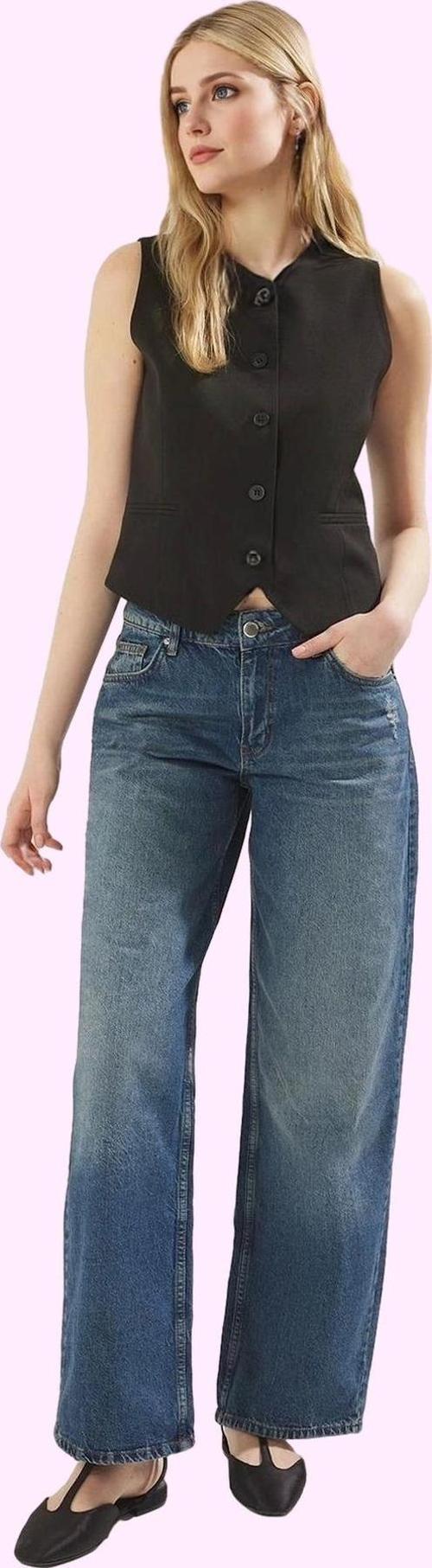 Kadın Pamuk Jean Pantolon Düşük Bel Wide Leg Günlük Özel Günler Yaz Aylarının Vazgeçilmezi
