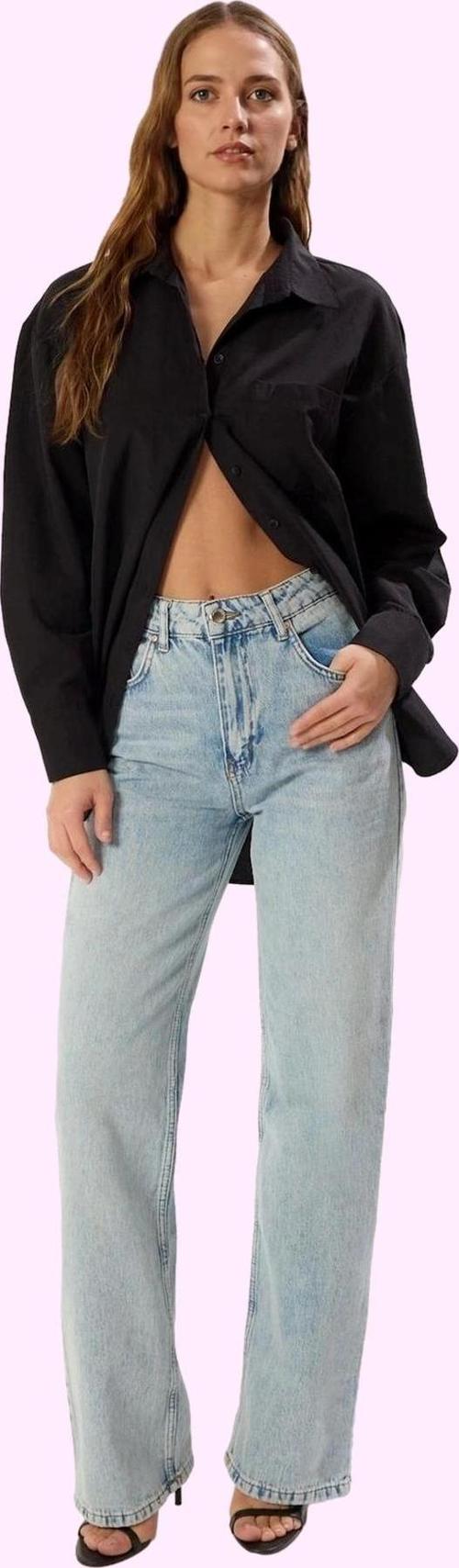 Kadın Pamuk Denim Geniş Paça Pantolon Rahat Günlük Stil Hafta Sonu Yaz Aylarının Vazgeçilmezi