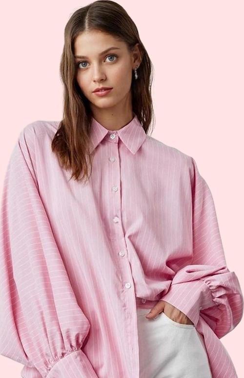 Kadın Çizgili Oversize Gömlek Uzun Kollu Rahat Günlük Stil Hafta Sonu Yaz Aylarının Vazgeçilmezi