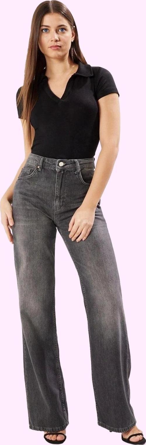 Kadın Pamuk Denim Geniş Paça Pantolon Rahat Günlük Stil Hafta Sonu Yaz Aylarının Vazgeçilmezi