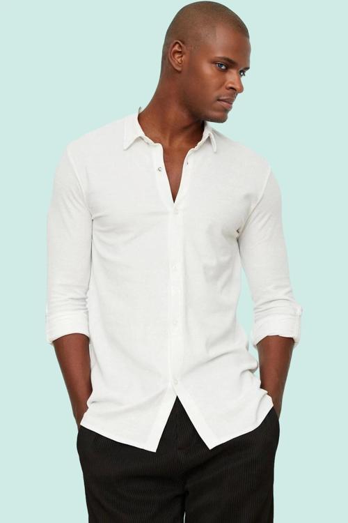 Erkek Pamuk Klasik Gömlek; Slim Fit Düğmeli Casual Tarz Günlük Kullanım Yaz Aylarının Vazgeçilmezi