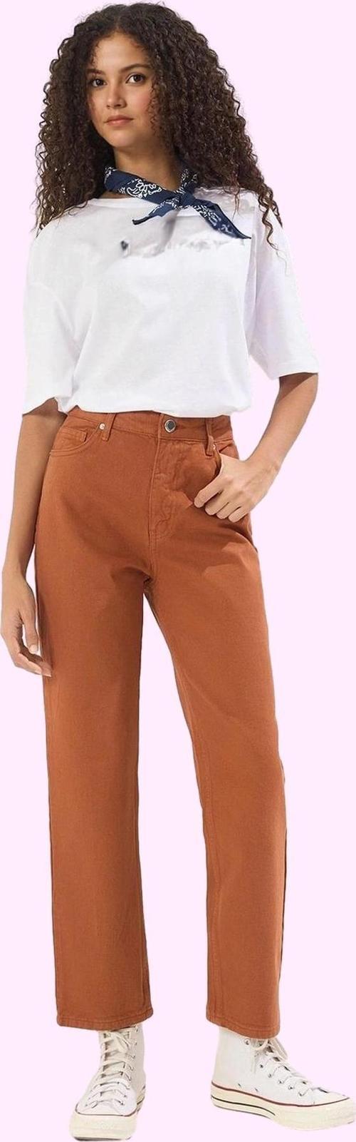 Kadın Denim Pantolon Yüksek Bel Straight Günlük Casual Hafta Sonu Yaz Aylarının Vazgeçilmezi