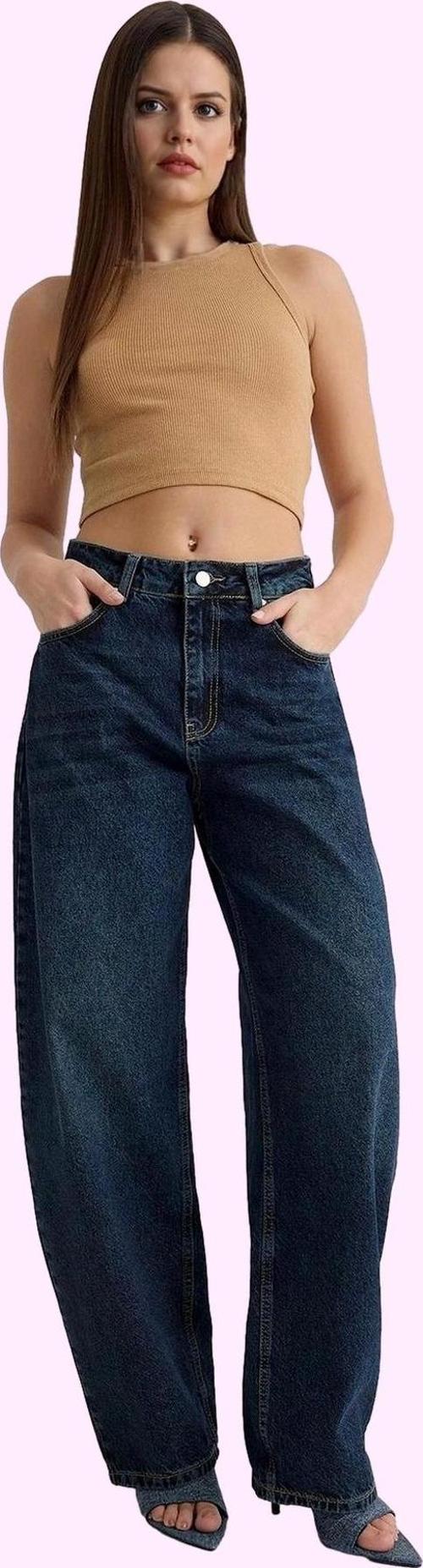 Kadın Pamuklu Denim Jean Pantolon Geniş Paça Günlük Kombinler Hafta Sonu Dayanıklı Malzeme
