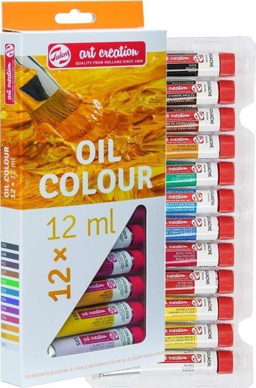 Talens 12 Renk Yağlı Boya 1 Paket Art Creation Oil Colour 12x12ml Yağlı Boya Seti Canlı Renkler Tuval Resim