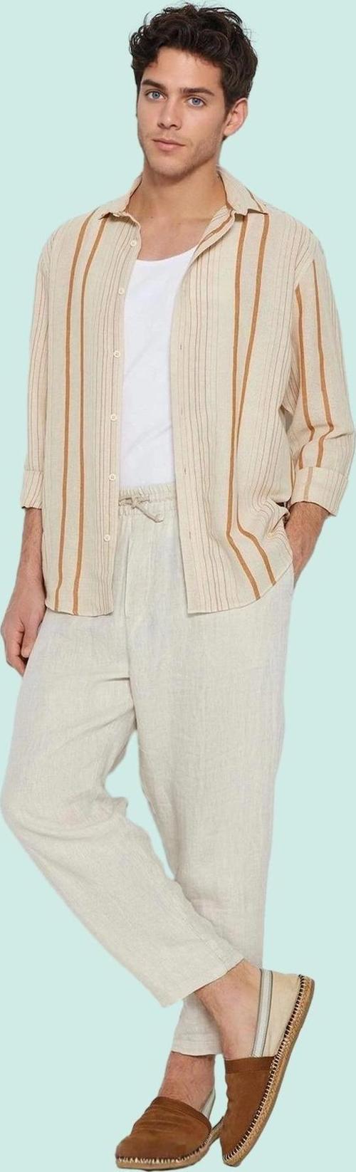 Erkek Yazlık Çizgili Gömlek Pamuk Rahat Kalıp Günlük Kombinler İçin Yaz Aylarının Vazgeçilmezi