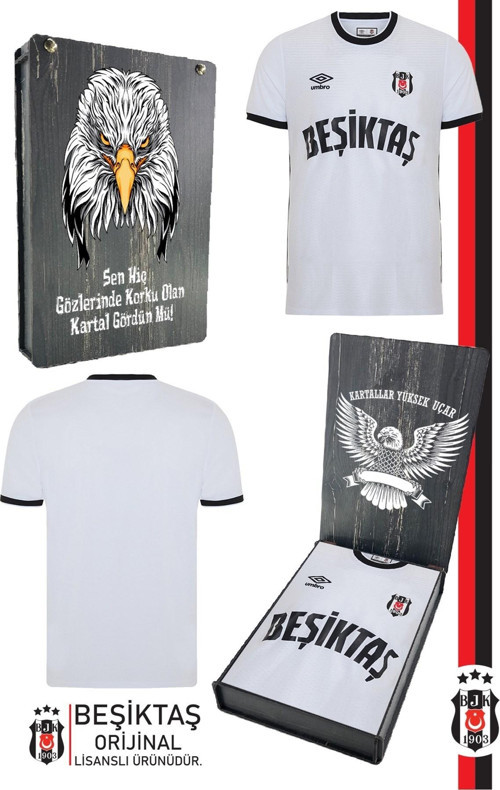 Orijinal Lisanslı Nostalji Beyaz Çocuk Forma Bjk Kartal Baskılı Hediyelik Ahşap Kutu