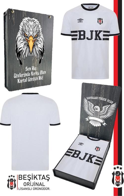Orijinal Lisanslı Nostalji Beyaz Bjk Forma Bjk Kartal Baskılı Hediyelik Ahşap Kutu