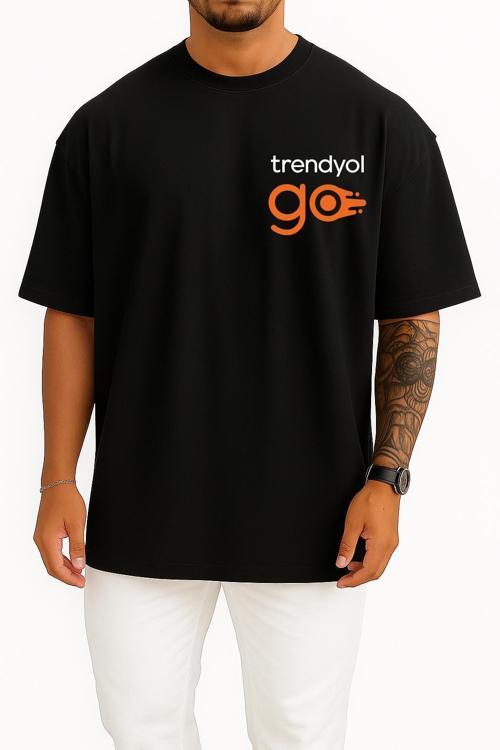 Oversize Kurye GO Özel Cep Tasarımlı Unisex T-Shirt