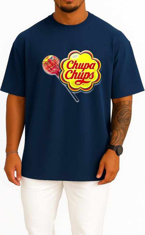 Oversize Chupa Chups Göğüs Tasarımlı Unisex T-Shirt