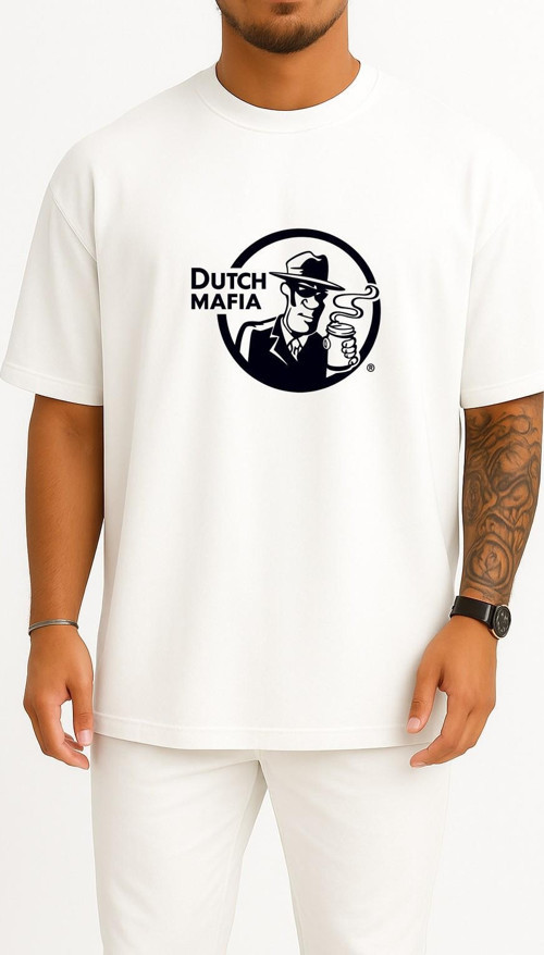 Oversize Dutch Mafia Göğüs Tasarımlı Unisex T-Shirt