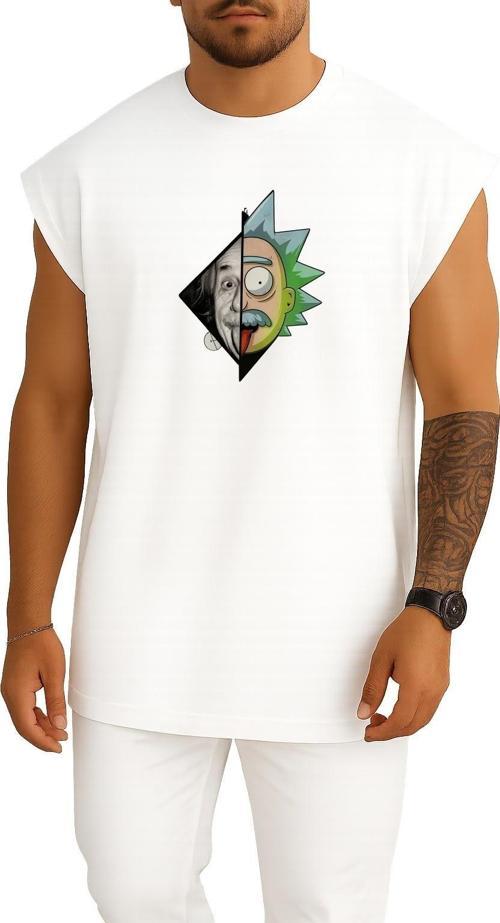 Oversize Albert Einstein Göğüs Tasarımlı Unisex Spor Atlet