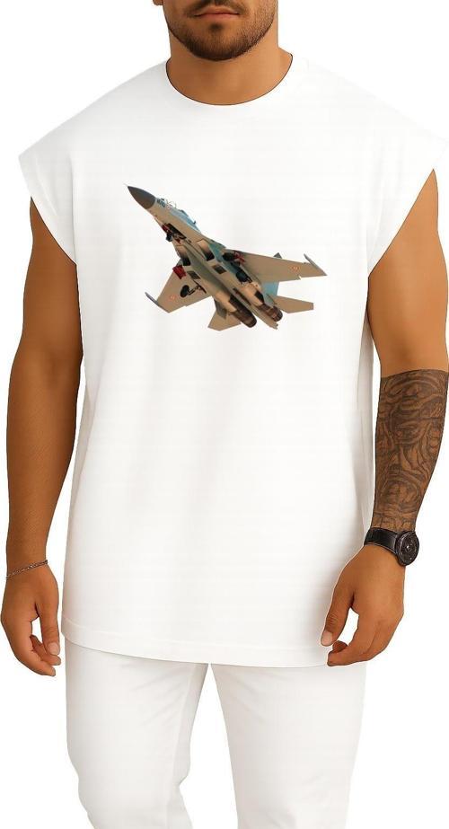 Oversize Sukhoi Su-30 Göğüs Tasarımlı Unisex Spor Atlet