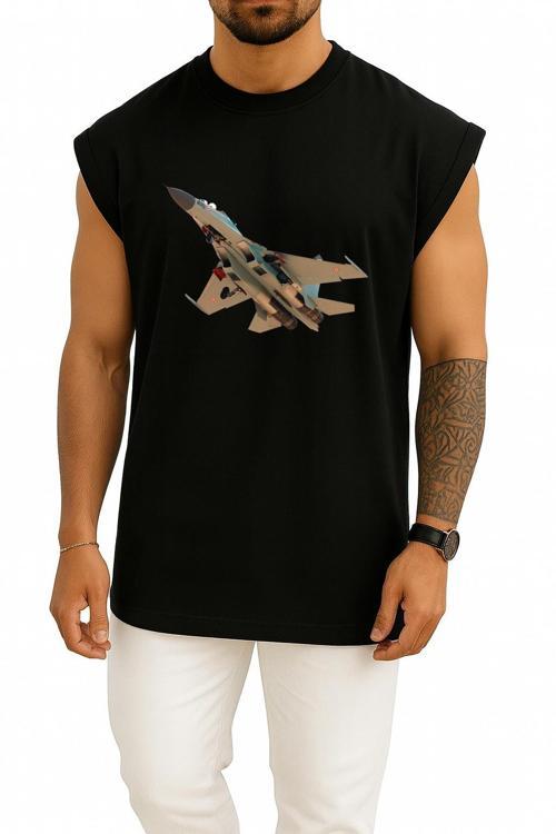 Oversize Sukhoi Su-30 Göğüs Tasarımlı Unisex Spor Atlet