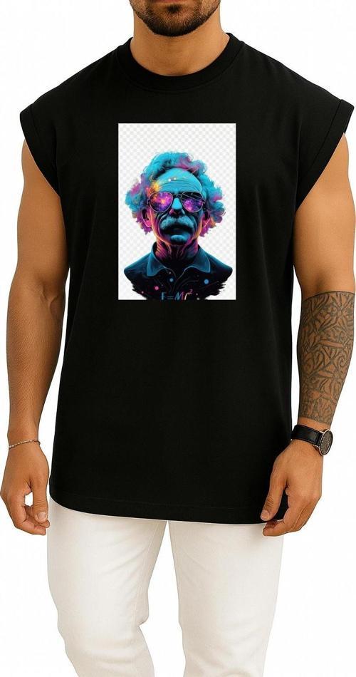 Oversize Albert Einstein Kütle-Enerji Eşdeğerliği Göğüs Tasarımlı Unisex Spor Atlet