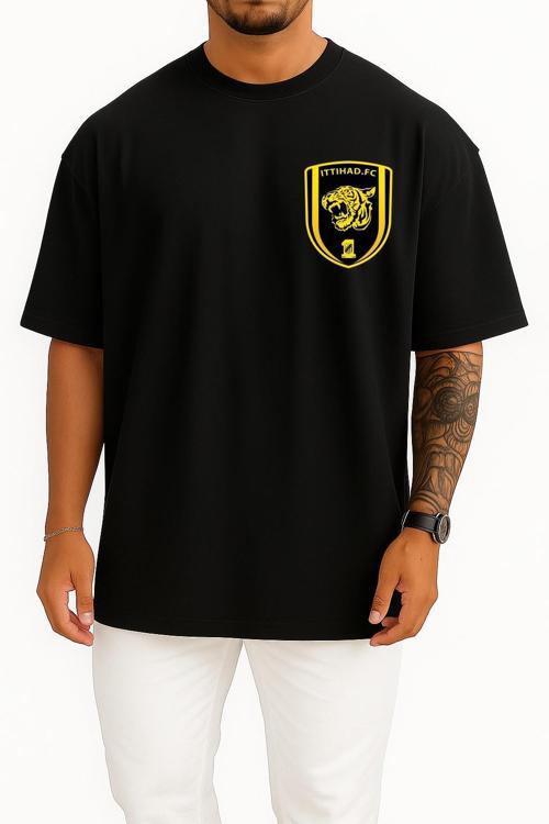 Oversize Al-Ittihad Club Cep Tasarımlı Unisex T-Shirt