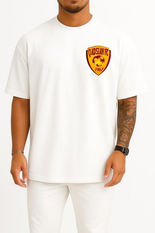 Oversize Al-Qadsiah Fc Logo Cep Tasarımlı Unisex T-Shirt