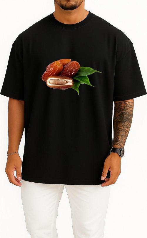 Oversize Hurma Ağacı, Hurma Ağacı, Doğal Gıdalar Göğüs Tasarımlı Unisex T-Shirt