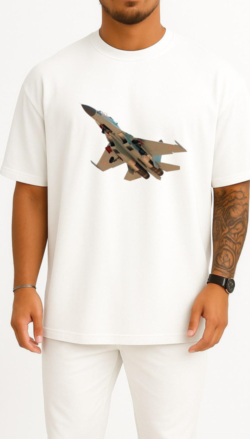 Oversize Sukhoi Su-30 Göğüs Tasarımlı Unisex T-Shirt
