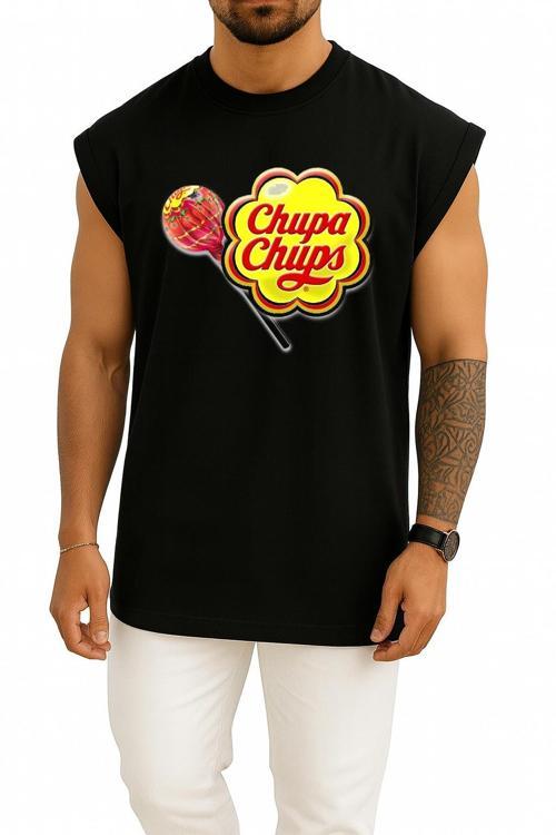 Oversize Chupa Chups Göğüs Tasarımlı Unisex Spor Atlet