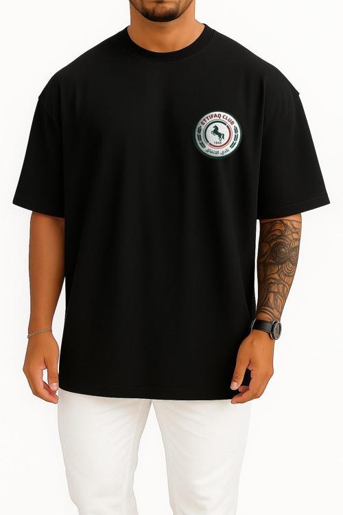 Oversize Al-Ettifaq Club Fc Cep Tasarımlı Unisex T-Shirt