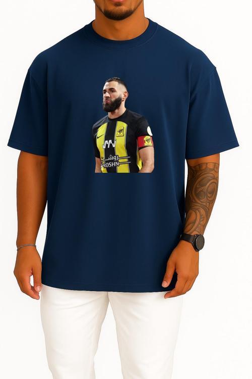Oversize Karim Benzema Al Ittihad Saudi Göğüs Tasarımlı Unisex T-Shirt