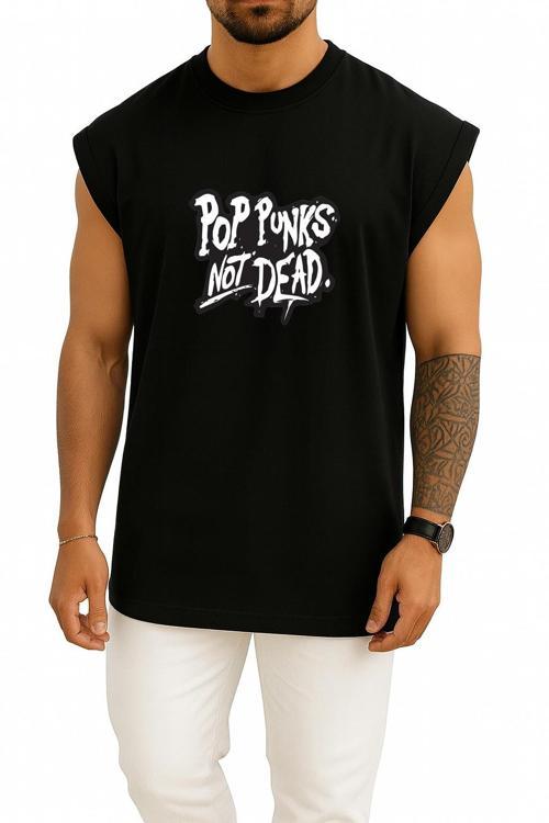 Oversize Pop Punks Not Dead Göğüs Tasarımlı Unisex Spor Atlet