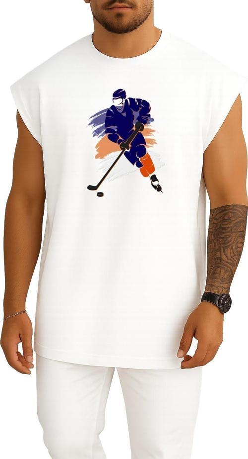 Oversize Ice Hockey Hockey Sticks Hockey Puck Göğüs Tasarımlı Unisex Spor Atlet
