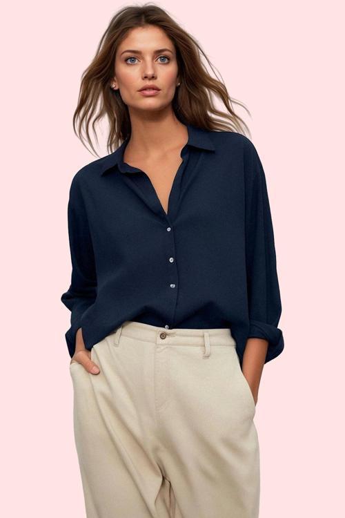 Kadın Basic Gömlek Viskoz Shally Dokuma Oversize Kalıp Günlük Stil Yaz Aylarının Vazgeçilmezi