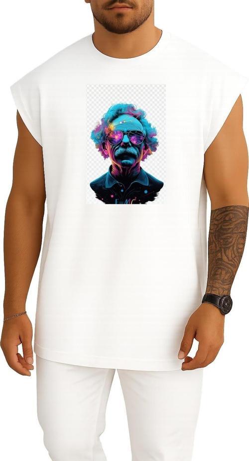 Oversize Albert Einstein Kütle-Enerji Eşdeğerliği Göğüs Tasarımlı Unisex Spor Atlet