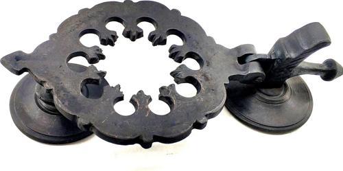 Antika Tarz Dekoratif Pirinç Osmanlı Kapı Tokmağı, Taktak - 265x75mm, Oksit