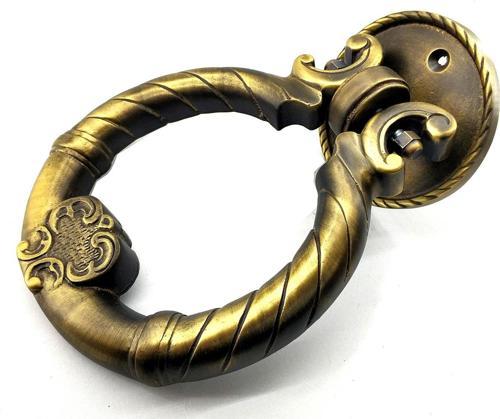 Antika Tarz Dekoratif Pirinç Saray Kapı Tokmağı, Taktak - 97mm, Antik