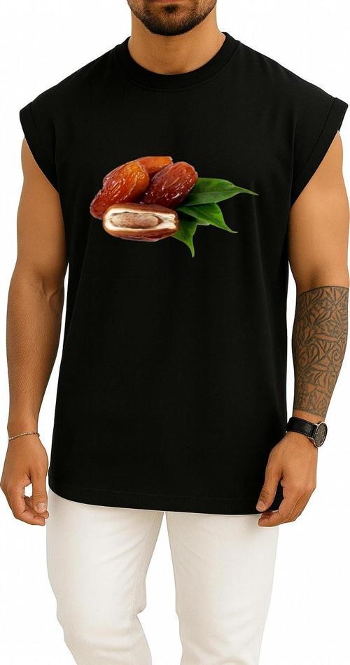 Oversize Hurma Ağacı, Hurma Ağacı, Doğal Gıdalar Göğüs Tasarımlı Unisex Spor Atlet