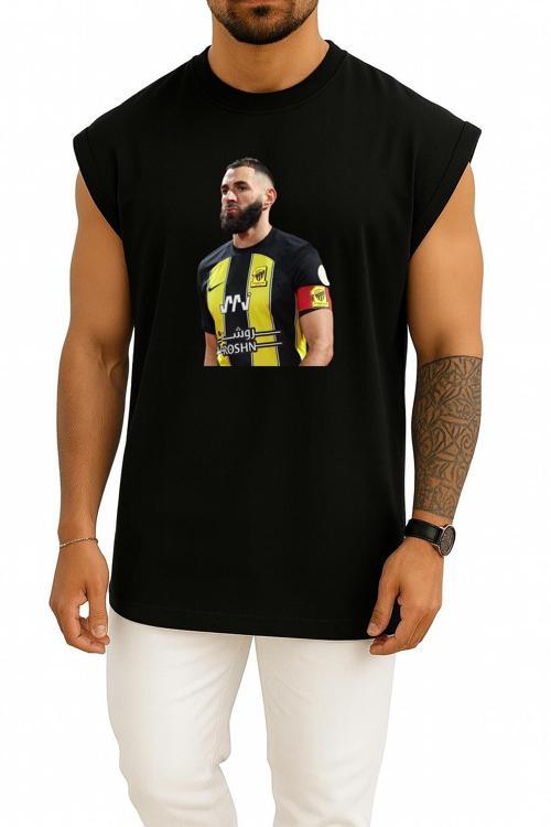 Oversize Karim Benzema Al Ittihad Saudi Göğüs Tasarımlı Unisex Spor Atlet