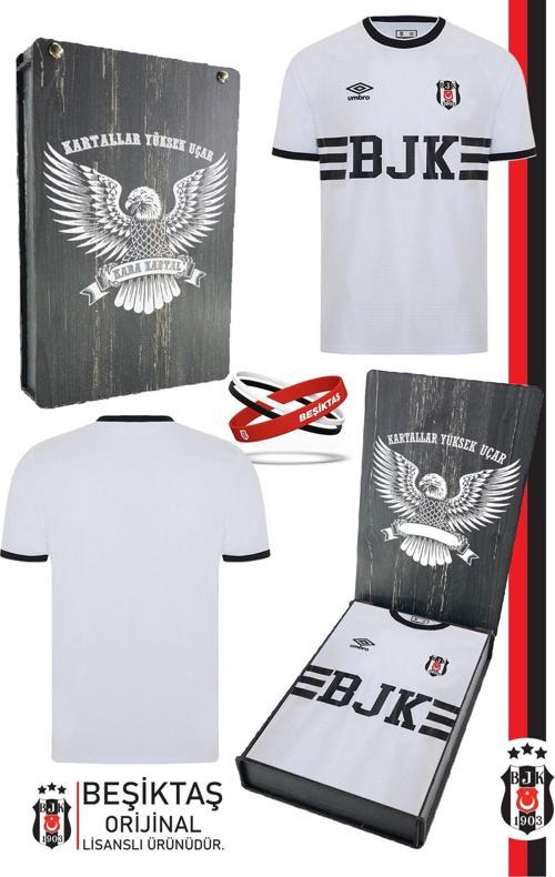 Orijinal Lisanslı Nostalji Beyaz Bjk Forma + Bileklik Set Hediyelik Ahşap Kutulu