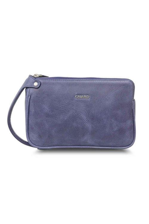 Antik Lacivert Unisex Çift Fermuarlı El Çantası Hakiki Deri P1831