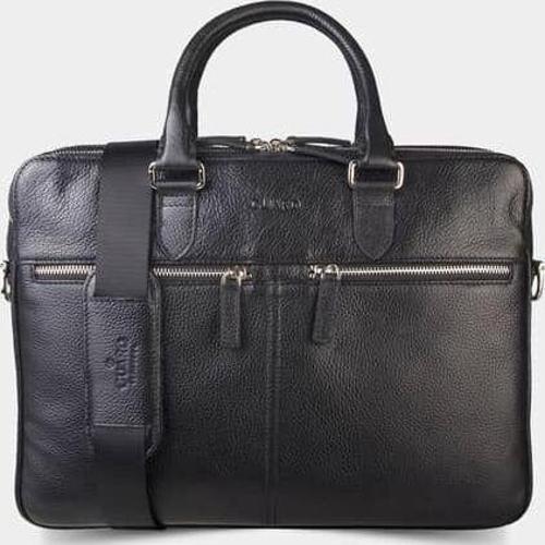 3 Bölmeli Siyah Hakiki Deri Evrak Çantası Erkek / Kadın P1794