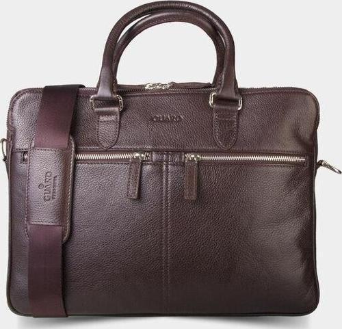 3 Bölmeli Kahverengi Hakiki Deri Evrak Çantası Erkek / Kadın P1794