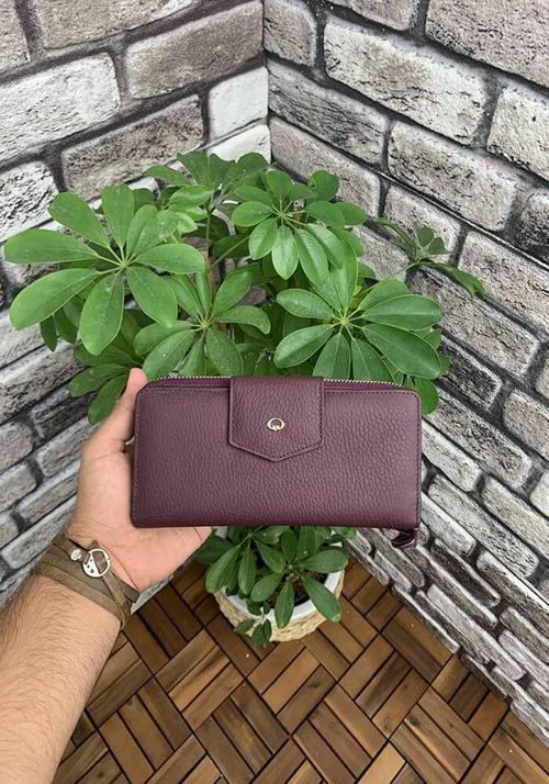 Bordo Mat Fermuarlı ve Hakiki Deri Patlı El Portföyü P2214