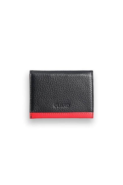 Siyah - Kırmızı Çift Renk Bölmeli Hakiki Deri Kartlık Erkek / Kadın P1309