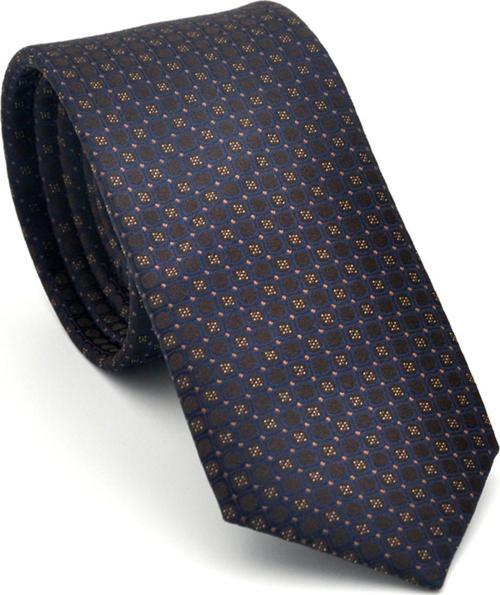 Bej Karışık Desenli Kahverengi Dokuma Kumaş Mendilli Slim Fit Kravat // SDK-2502-5