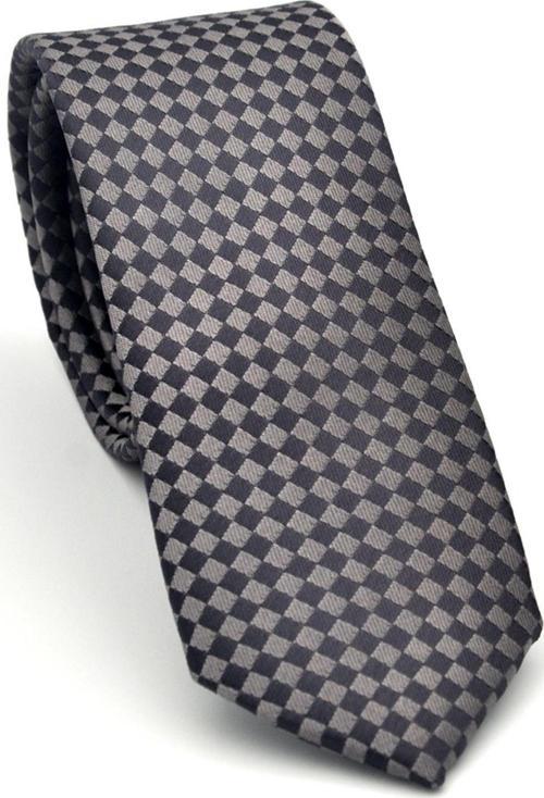 Kahverengi Piti Kare Desenli Vizon Dokuma Kumaş Mendilli Slim Fit Kravat // SDK-2503-3